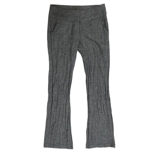Womens Vintage Y2K Gray Linen Low Rise Indie Grunge Bootcut Chino Dress Pants /3 - Picture 6 of 7